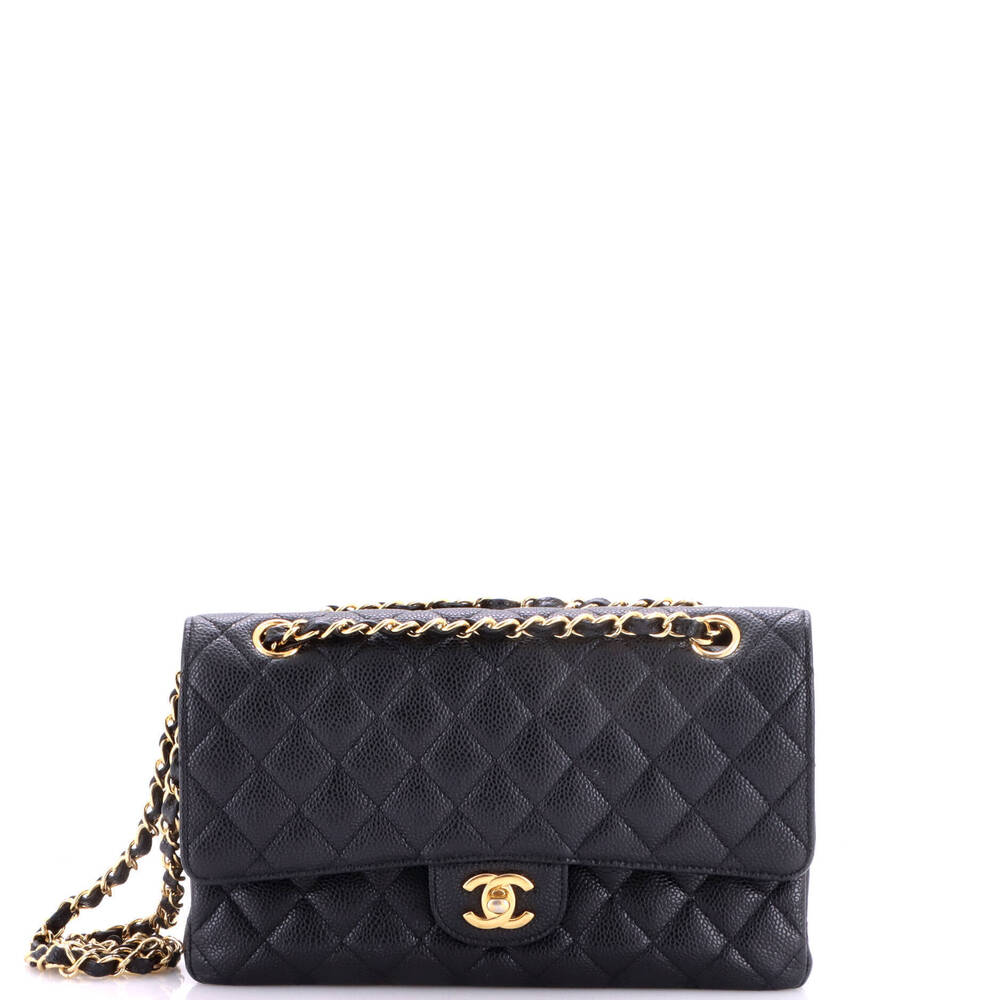 Chanel Medium Classic Double Flap Bag Quilted Caviar